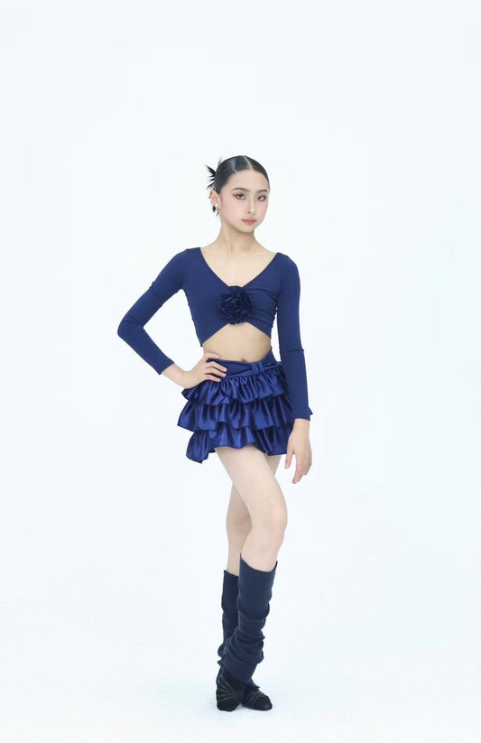 Blue flower split skirt
