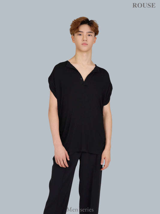 Button-pleated short-sleeved shirt-Men's Series