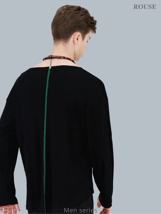 Design style long-sleeved patchwork top-Men's Series
