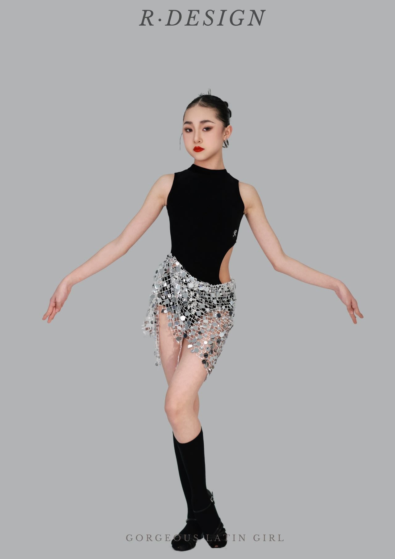 R·DESIGN High-end custom sequined split outfit Black Fine velvet&Sequins