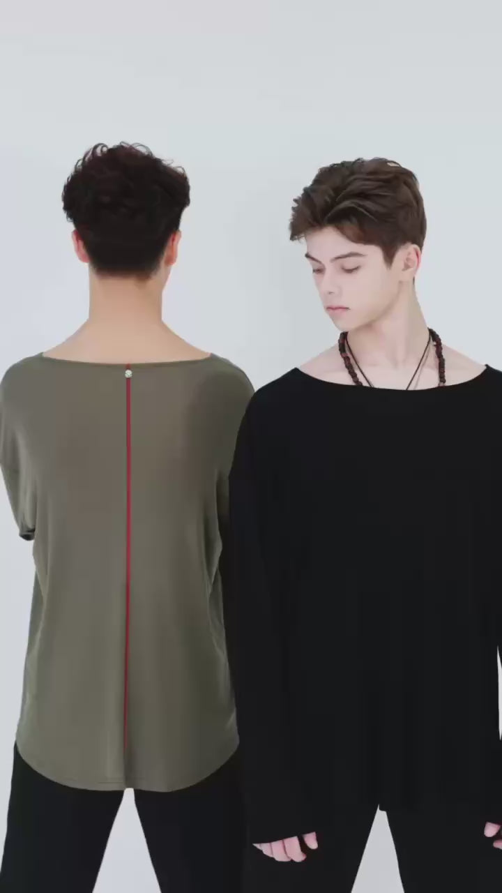 Design style long-sleeved patchwork top-Men's Series